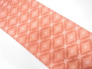 格子に若松・梅模様織り出し　袋帯